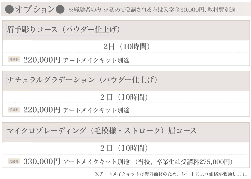 アートメイクスクール 眉手掘り ナチュラルグラデーション マイクロブレーディングコース 大阪